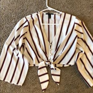 Striped button-down crop top